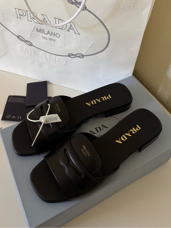 Prada Shoes - Prada Black Leather slides size 37.5